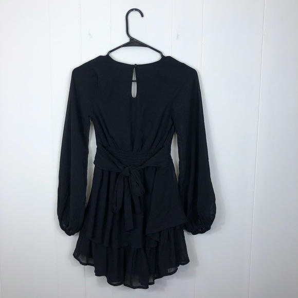 Woman’s V-Neck Long Sleeve Ruffled Mini Dress Sz XS - Picture 4 of 8